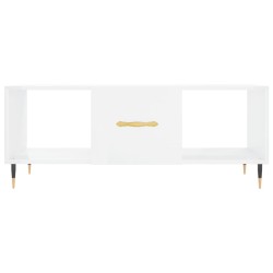 Table basse Blanc brillant 102x50x40 cm Bois d'ingénierie 