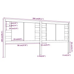 Tête de lit Marron miel 206x4x100 cm Bois massif de pin 
