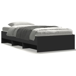 Cadre de lit sans matelas noir 90x190 cm bois ingénierie 