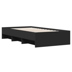 Cadre de lit sans matelas noir 90x190 cm bois ingénierie 