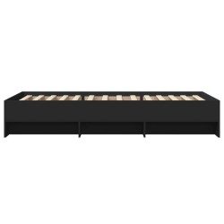 Cadre de lit sans matelas noir 90x190 cm bois ingénierie 