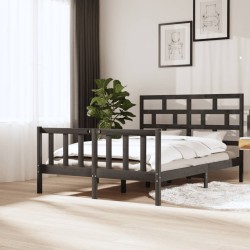 Cadre de lit sans matelas gris bois de pin massif 