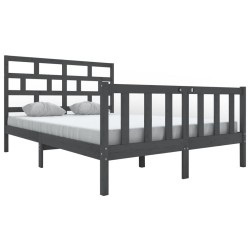 Cadre de lit sans matelas gris bois de pin massif 