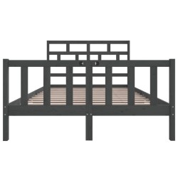 Cadre de lit sans matelas gris bois de pin massif 