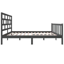 Cadre de lit sans matelas gris bois de pin massif 