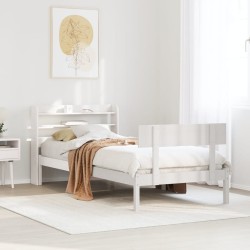 Cadre de lit sans matelas blanc 90x200 cm bois de pin massif 