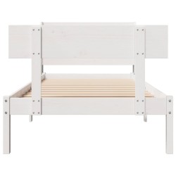 Cadre de lit sans matelas blanc 90x200 cm bois de pin massif 