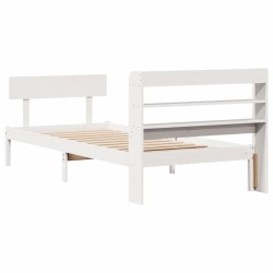 Cadre de lit sans matelas blanc 90x200 cm bois de pin massif 