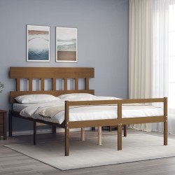 Lit pour personne âgée sans matelas marron miel bois massif 