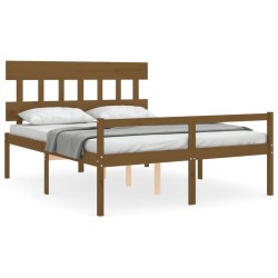 Lit pour personne âgée sans matelas marron miel bois massif 