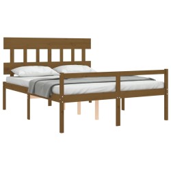 Lit pour personne âgée sans matelas marron miel bois massif 