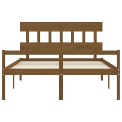 Lit pour personne âgée sans matelas marron miel bois massif 