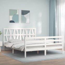 Cadre de lit sans matelas blanc 160x200 cm bois massif 