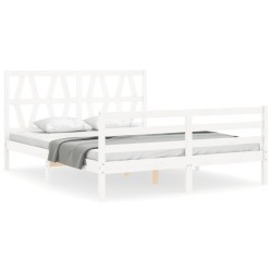 Cadre de lit sans matelas blanc 160x200 cm bois massif 
