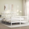 Cadre de lit sans matelas blanc 160x200 cm bois massif 