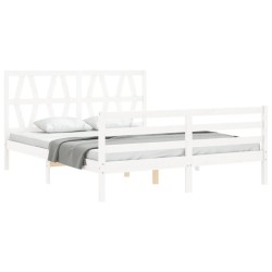 Cadre de lit sans matelas blanc 160x200 cm bois massif 