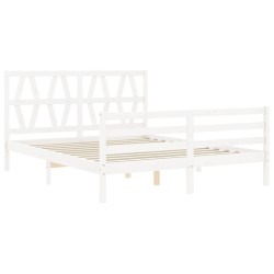 Cadre de lit sans matelas blanc 160x200 cm bois massif 