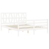 Cadre de lit sans matelas blanc 160x200 cm bois massif 