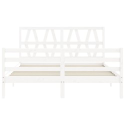 Cadre de lit sans matelas blanc 160x200 cm bois massif 