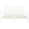 Cadre de lit sans matelas blanc 160x200 cm bois massif 