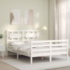 Cadre de lit sans matelas blanc bois massif 