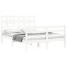 Cadre de lit sans matelas blanc bois massif 