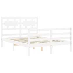 Cadre de lit sans matelas blanc bois massif 