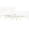 Cadre de lit sans matelas blanc bois massif 
