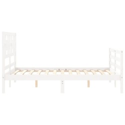 Cadre de lit sans matelas blanc bois massif 