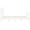 Cadre de lit sans matelas blanc bois massif 