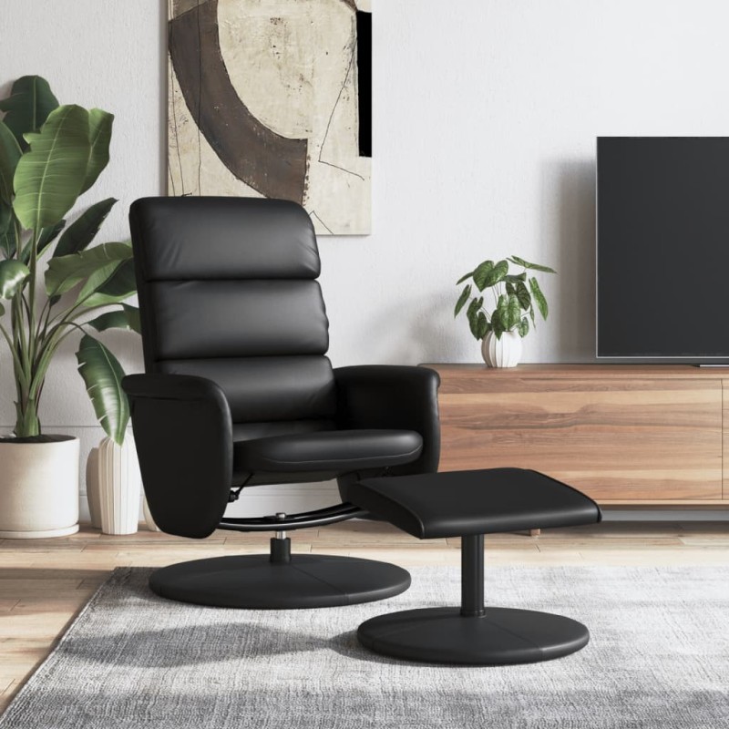 Fauteuil inclinable avec repose-pied noir similicuir  