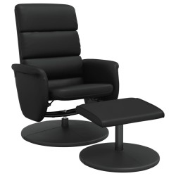 Fauteuil inclinable avec repose-pied noir similicuir  