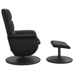 Fauteuil inclinable avec repose-pied noir similicuir  