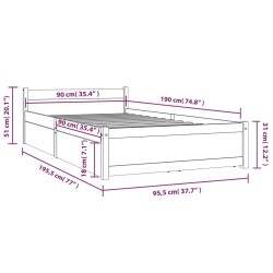 Cadre de lit sans matelas avec tiroirs 