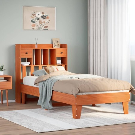 Cadre de lit sans matelas cire marron 100x200cm bois pin massif 