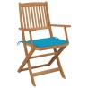 Chaises pliables de jardin lot de 2 avec coussins Bois d'acacia 