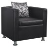 Fauteuil cube en similicuir noir 