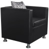 Fauteuil cube en similicuir noir 