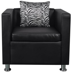 Fauteuil cube en similicuir noir 