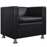 Fauteuil cube en similicuir noir 