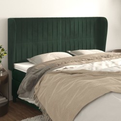 Tête de lit avec oreilles Vert foncé 183x23x118/128 cm Velours 