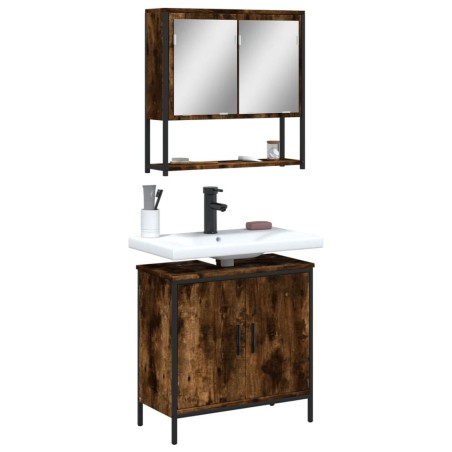 Ensemble de meubles de salle de bain 2 pcs Chêne fumé 