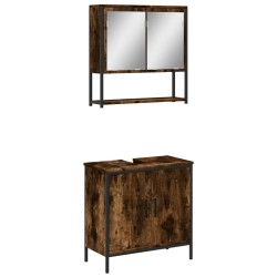 Ensemble de meubles de salle de bain 2 pcs Chêne fumé 