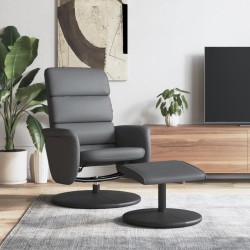 Fauteuil inclinable avec repose-pied gris similicuir 