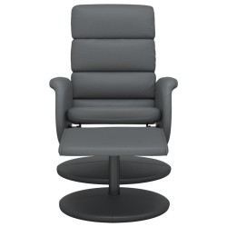 Fauteuil inclinable avec repose-pied gris similicuir 