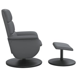 Fauteuil inclinable avec repose-pied gris similicuir 