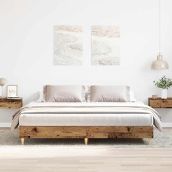 Cadre de lit sans matelas vieux bois 180x200 cm bois ingénierie 