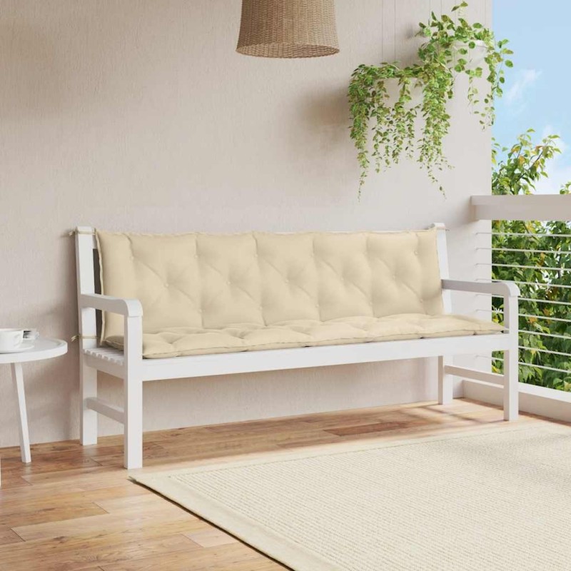 Coussin de banc de jardin beige 180x(50+50)x7 cm tissu oxford 
