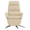 Chaise de relaxation avec repose-pied Crème Tissu 