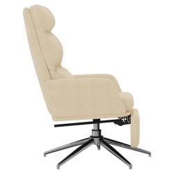 Chaise de relaxation avec repose-pied Crème Tissu 